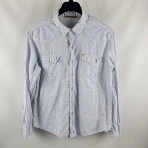 Salt Valley Shirt Mens XL Blue White Geometric Western Pearl Snap L/S Button Up